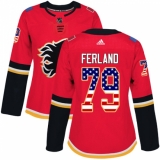 Women's Adidas Calgary Flames #79 Michael Ferland Authentic Red USA Flag Fashion NHL Jersey