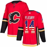 Youth Adidas Calgary Flames #14 Theoren Fleury Authentic Red USA Flag Fashion NHL Jersey