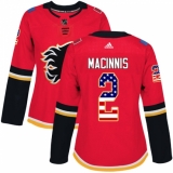 Women's Adidas Calgary Flames #2 Al MacInnis Authentic Red USA Flag Fashion NHL Jersey