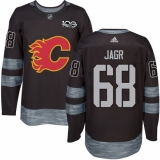 Men's Adidas Calgary Flames #68 Jaromir Jagr Authentic Black 1917-2017 100th Anniversary NHL Jersey