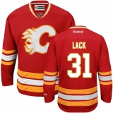 Women's Reebok Calgary Flames #31 Eddie Lack Authentic Red Third NHL Jersey