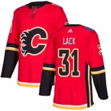 Youth Adidas Calgary Flames #31 Eddie Lack Authentic Red Home NHL Jersey