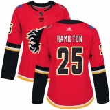Women's Adidas Calgary Flames #25 Freddie Hamilton Authentic Red Home NHL Jersey