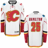 Men's Reebok Calgary Flames #25 Freddie Hamilton Authentic White Away NHL Jersey