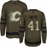 Youth Reebok Calgary Flames #41 Mike Smith Authentic Green Salute to Service NHL Jersey