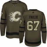 Youth Reebok Calgary Flames #67 Michael Frolik Premier Green Salute to Service NHL Jersey