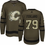Men's Adidas Calgary Flames #79 Michael Ferland Premier Green Salute to Service NHL Jersey