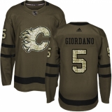 Youth Reebok Calgary Flames #5 Mark Giordano Authentic Green Salute to Service NHL Jersey