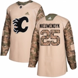 Men's Adidas Calgary Flames #25 Joe Nieuwendyk Authentic Camo Veterans Day Practice NHL Jersey