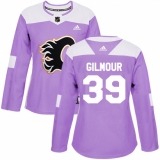 Women's Reebok Calgary Flames #39 Doug Gilmour Authentic Purple Fights Cancer Practice NHL Jersey