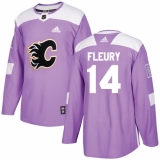 Youth Reebok Calgary Flames #14 Theoren Fleury Authentic Purple Fights Cancer Practice NHL Jersey