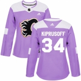 Women's Reebok Calgary Flames #34 Miikka Kiprusoff Authentic Purple Fights Cancer Practice NHL Jersey