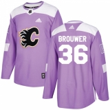Men's Adidas Calgary Flames #36 Troy Brouwer Authentic Purple Fights Cancer Practice NHL Jersey