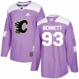 Men's Adidas Calgary Flames #93 Sam Bennett Authentic Purple Fights Cancer Practice NHL Jersey