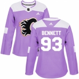 Women's Reebok Calgary Flames #93 Sam Bennett Authentic Purple Fights Cancer Practice NHL Jersey