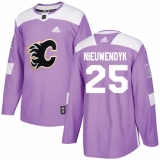 Men's Adidas Calgary Flames #25 Joe Nieuwendyk Authentic Purple Fights Cancer Practice NHL Jersey