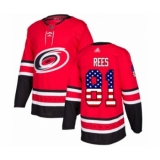 Men's Carolina Hurricanes #81 Jamieson Rees Authentic Red USA Flag Fashion Hockey Jersey