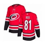 Men's Carolina Hurricanes #81 Jamieson Rees Authentic Red Home Hockey Jersey