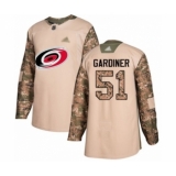 Men's Carolina Hurricanes #51 Jake Gardiner Authentic Camo Veterans Day Practice Hockey Jersey