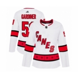 Women's Carolina Hurricanes #51 Jake Gardiner Authentic White Away Hockey Jersey