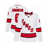 Women's Carolina Hurricanes #6 Joel Edmundson Authentic White Away Hockey Jersey