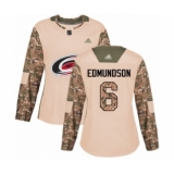 Women's Carolina Hurricanes #6 Joel Edmundson Authentic Camo Veterans Day Practice Hockey Jersey