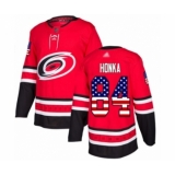Youth Carolina Hurricanes #84 Anttoni Honka Authentic Red USA Flag Fashion Hockey Jersey