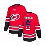Youth Carolina Hurricanes #6 Joel Edmundson Authentic Red USA Flag Fashion Hockey Jersey