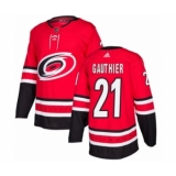Youth Adidas Carolina Hurricanes #21 Julien Gauthier Premier Red Home NHL Jersey