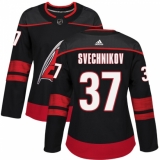 Women's Adidas Carolina Hurricanes #37 Andrei Svechnikov Authentic Black Alternate NHL Jersey
