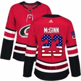 Women's Adidas Carolina Hurricanes #23 Brock McGinn Authentic Red USA Flag Fashion NHL Jersey