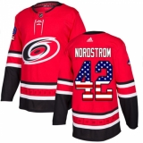 Men's Adidas Carolina Hurricanes #42 Joakim Nordstrom Authentic Red USA Flag Fashion NHL Jersey