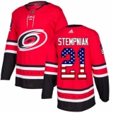Men's Adidas Carolina Hurricanes #21 Lee Stempniak Authentic Red USA Flag Fashion NHL Jersey