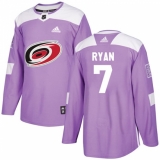 Men's Adidas Carolina Hurricanes #7 Derek Ryan Authentic Purple Fights Cancer Practice NHL Jersey