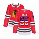 Women's Chicago Blackhawks #65 Andrew Shaw Authentic Red USA Flag Fashion Hockey Jersey