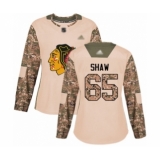 Women's Chicago Blackhawks #65 Andrew Shaw Authentic Camo Veterans Day Practice Hockey Jersey