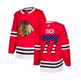 Men's Chicago Blackhawks #77 Kirby Dach Authentic Red USA Flag Fashion Hockey Jersey