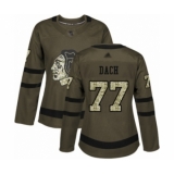 Women's Chicago Blackhawks #77 Kirby Dach Authentic Green Salute to Service Hockey Jersey