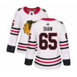 Women's Chicago Blackhawks #65 Andrew Shaw Authentic White Away Hockey Jersey