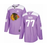 Youth Chicago Blackhawks #77 Kirby Dach Authentic Purple Fights Cancer Practice Hockey Jersey