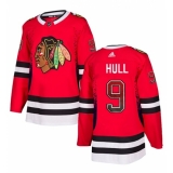 Men's Adidas Chicago Blackhawks #9 Bobby Hull Authentic Red Drift Fashion NHL Jersey