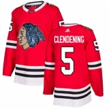 Men's Adidas Chicago Blackhawks #5 Adam Clendening Authentic Red Fashion Gold NHL Jersey