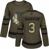 Women's Reebok Chicago Blackhawks #3 Keith Magnuson Authentic Green Salute to Service NHL Jersey