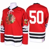 Men's Mitchell and Ness Chicago Blackhawks #50 Corey Crawford Premier Red 1960-61 Throwback NHL Jersey