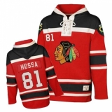 Men's Old Time Hockey Chicago Blackhawks #81 Marian Hossa Authentic Red Sawyer Hooded Sweatshirt NHL Jersey