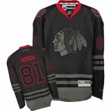 Men's Reebok Chicago Blackhawks #81 Marian Hossa Premier Black Ice NHL Jersey