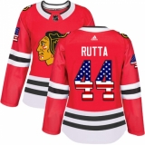 Women's Adidas Chicago Blackhawks #44 Jan Rutta Authentic Red USA Flag Fashion NHL Jersey