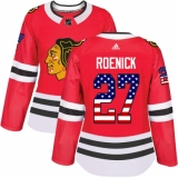 Women's Adidas Chicago Blackhawks #27 Jeremy Roenick Authentic Red USA Flag Fashion NHL Jersey