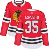 Women's Adidas Chicago Blackhawks #35 Tony Esposito Authentic Red Home NHL Jersey