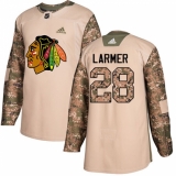 Youth Adidas Chicago Blackhawks #28 Steve Larmer Authentic Camo Veterans Day Practice NHL Jersey
